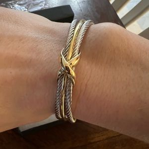 Rue LaLa Juvell Two Tone 18K-Plated Twisted Cable Cuff Bracelet.